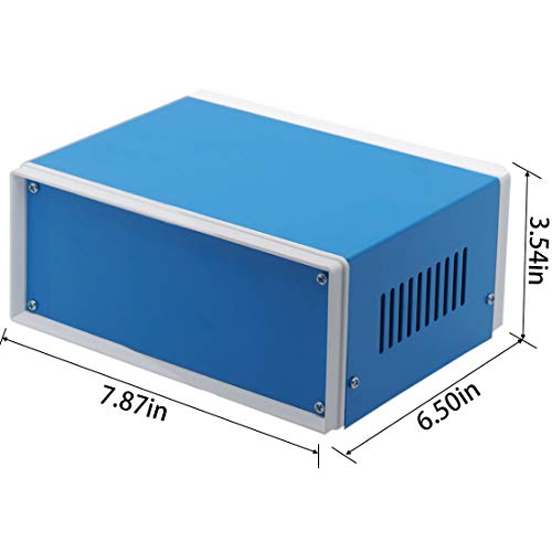 Zulkit Junction Box Blue Metal Project Box DIY Electric Enclosure Case Preventive Case Electrical Box 7.9 x 6.5 x 3.5 inch - size: 7.9" x 6.5" x 3.5"