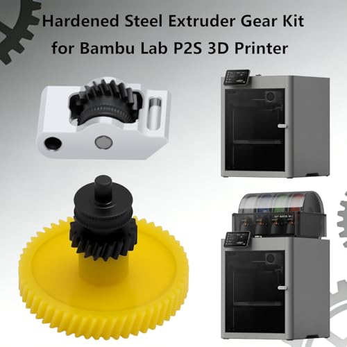Upgrade Hardened Steel Extruder Gears Assembly for Bambu Lab P2S, Integrated Shaft Design Filament Drive Transmission Replacement Part Wear-Resisting Extruder Dual Gears for P2S