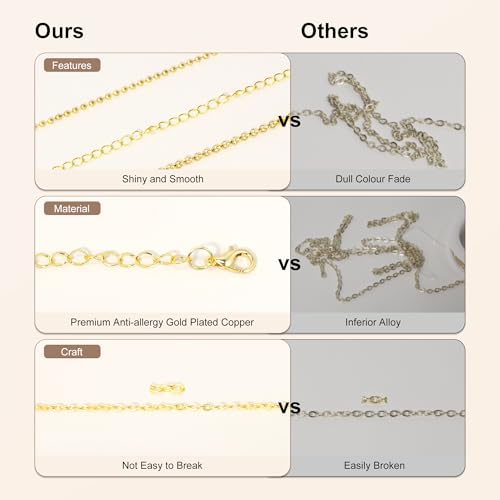 PP OPOUNT Gold Necklace Chains for Jewelry Making, 78.7 Feet 10 Rolls Chain - color: Gold, size: 10 Rolls