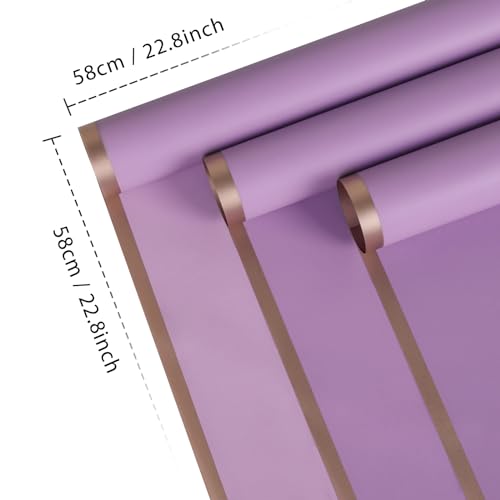 FUHITIM 20 Sheets Flower Waterproof Wrapping Paper(Light Purple) - color: Light Purple