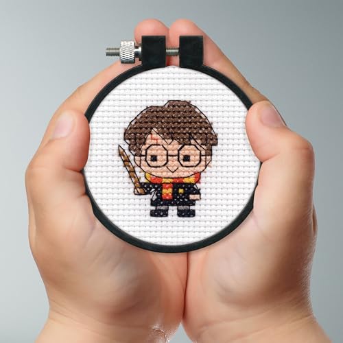 Dimensions 72-76928 Chibi Harry Potter Beginner's Cross Stitch Kit, 3" Diameter, Multicolor, 5 Pieces - style: Chibi Harry Potter