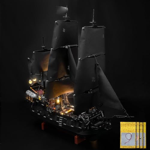 Upgraded Led Light Kit Compatible with Lego Captain Jack Sparrow's Pirate Ship Building Set, RC Version Compatible with Lego 10365 (Model Not Included) - style: Remote Version