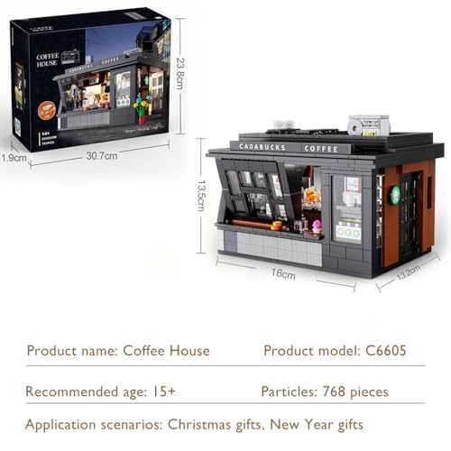 Coffee House - Building Blocks,768 PCS LED Street View Model for Adults - style: Coffee House