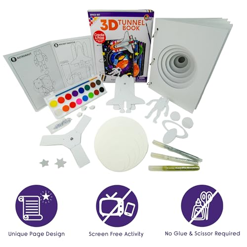 EyeConnect Crafts Space 3D Tunnel Book – Hands-on Stationery Craft Kit - color: Space, size: Deluxe