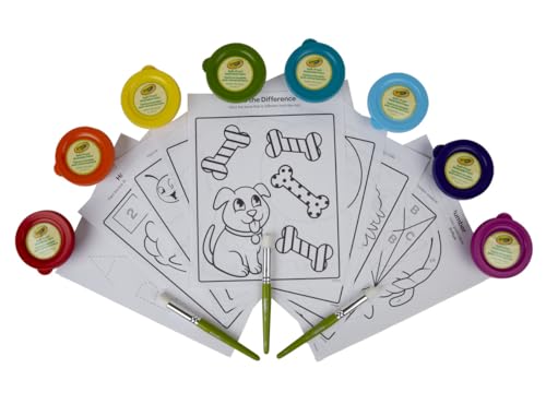 Crayola Spill Proof Paint Set (8ct), Washable Toddler Paint Kit, with Brushes, Pots, Activity Pages, Arts & Crafts Kit, Gift for Toddlers, Ages 3+ (Pack of 2) - size: 1 Count (Pack of 2), style: Spill Proof Paints