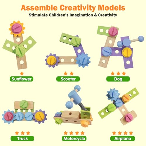 38-Piece Wooden Toddler Tool Set with Toy Drill and Truck Toolbox, Ages 3+ - style: Truck Tool Set