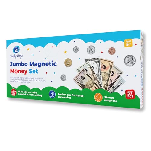 Simply magic 57 PCS Jumbo Magnetic Money, Magnetic Coins, Money Games