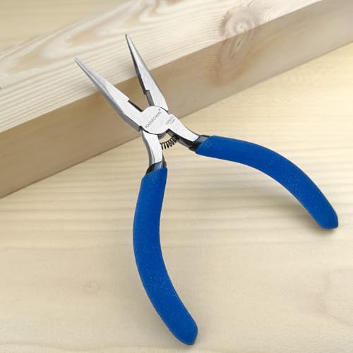 KAIHAOWIN 5" Mini Needle Nose Pliers - 5 Pack, Precision Small Long Nose Pliers for Jewelry Making & Wire Cutting, Spring Loaded Thin Needle Nose Pliers Set, Rustless High Carbon Steel - size: 5 Pack