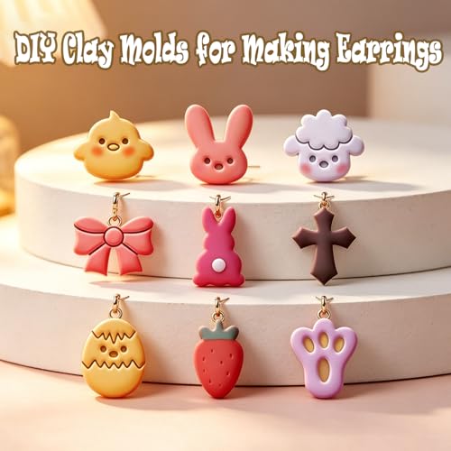 Easter Farm Clay Cutter Set for Polymer Clay Earrings – 11PCS Easter Animal & Spring Shape Cutters for DIY Jewelry Making, Earrings, Charms & Crafts - color: Easter