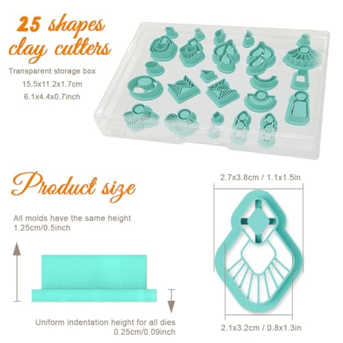 ORIGACH 25 Pcs Gemstone Shaped Polymer Clay Cutters Set - style: Gemstone