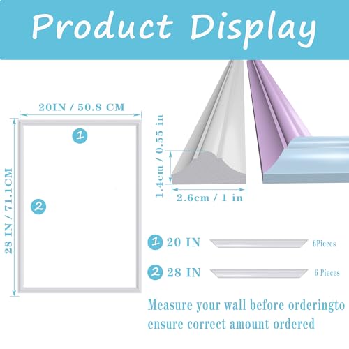 3 Set Panels Peel and Stick Premade Wainscoting Accent Wall Panels for Interior Wall Decor Easy DIY Build and Picture Frame Door Decor (20 x 28 in) - color: 20 x 28 in