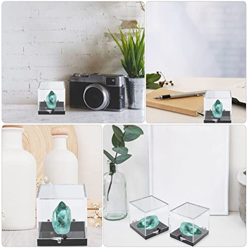 DOITOOL 12 Pack Mineral Specimen Storage Boxes Clear Plastic Specimen Display Cases 1.37 Inch Square Rock Display Containers for Home Collecting and Scientific Use