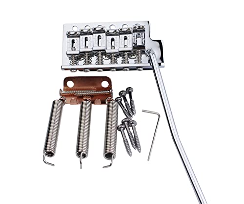 Guyker Tremolo Bridge Vintage Bent Steel Saddles and Zinc Block Compatible with Start ST Electric Guitar (GG-1004, Chrome) - color: Zinc Block, Chrome