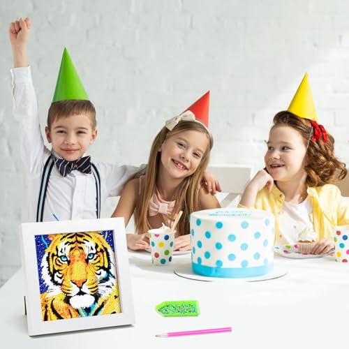 Libfx Diamond Art Kits for Kids with Frame Diamond Art for Girls Boys Beginners Arts and Crafts Birthday Gifts (Tiger) - color: Tiger