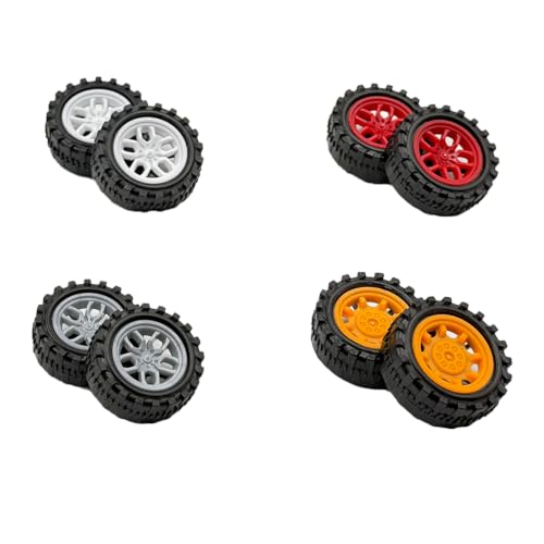 30PCS Toy Car Wheel 2mm Dia Plastic Car Wheel with Metal Shaft Axles for RC Car Truck Robot DIY Model Toy Building Projects (Style 4) - style: Style 4