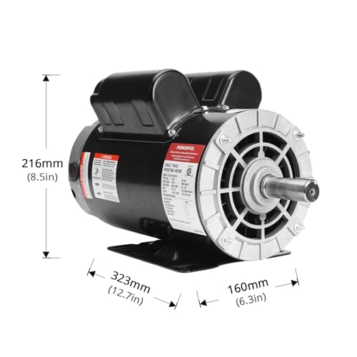 5 HP Electric Motor, 230V Single Phase, 3450 RPM, 56 Frame, 7/8" Keyed Shaft, 20 Amp, Alloy Steel, CW/CCW Rotation (5HP)