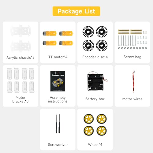 4WD Robot Chassis Kit 2-Layer Acrylic TT Motor for Arduino