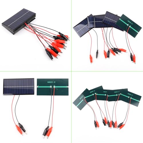5Pcs Mini Solar Panels with Wire Clips, 5V 6V 0.84W Solar Cells
