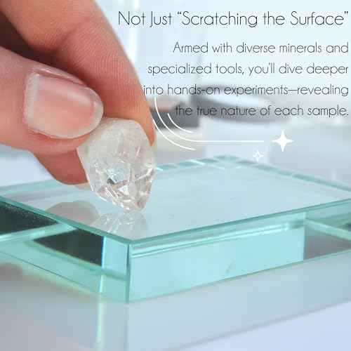 Eisco - Mineral Test Kit with 9 Raw Mineral Samples and Testing Tools - Includes Streak Plate, Magnet, Hand Lens, and More - Classroom and Field Geology Identification Kit
