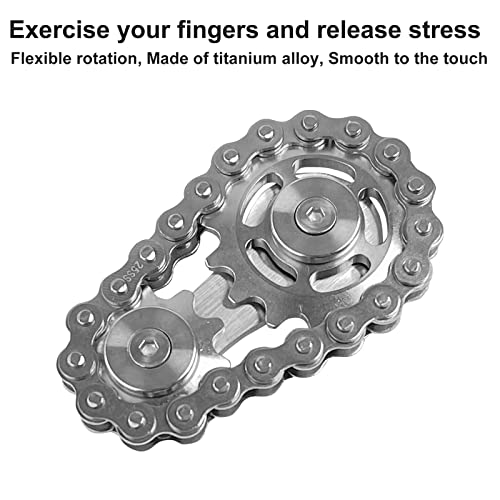 Bike Chain Gear Fidget Spinner Metal Sprocket Chain Fidget Toy, Silver - color: Silver Plating Sprockets