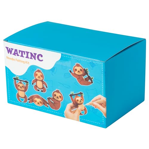 WATINC Needle Felting Starter Kit - Cute Doll Wool Felt Needle Felting Tools Foam Pad, DIY Home Decoration Needle Felting Craft Party Supplies for Beginners - style: Sloth