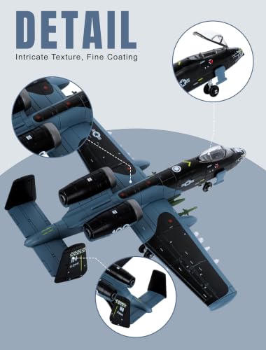 A10 Warthog Fighter Jet Model Plane Toy, 1/72 Thunderbolt II Plastic Military Airplane Building Kit 43 Pieces Snap-fit Assembly Aircraft Model with Stand STEM Military Aircraft Gift for Adults Boys - color: A10-1/72