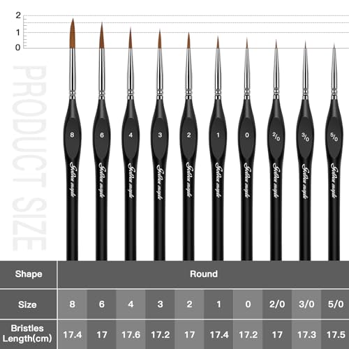 Golden Maple Detail Paint Brushes Set 10pcs - style: 10BK
