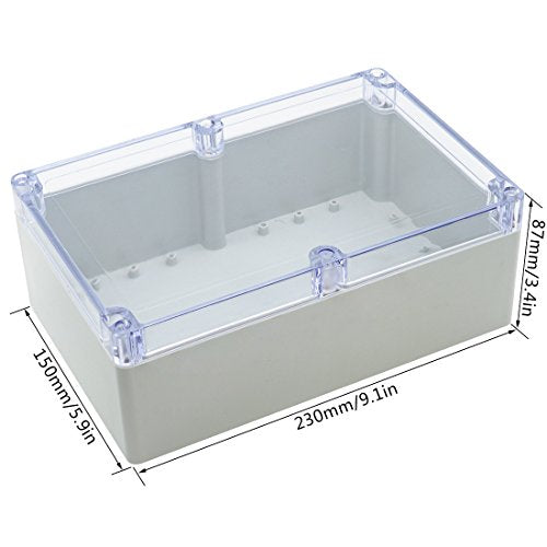 LeMotech ABS Plastic Junction Box Dustproof Waterproof IP65 Electrical Enclosure Box Universal Project Enclosure Grey with PC Transparent Clear Cover 9 x 5.9 x 3.4 inch(230 x 150 x 87 mm) - size: 9"x5.9"x3.4"