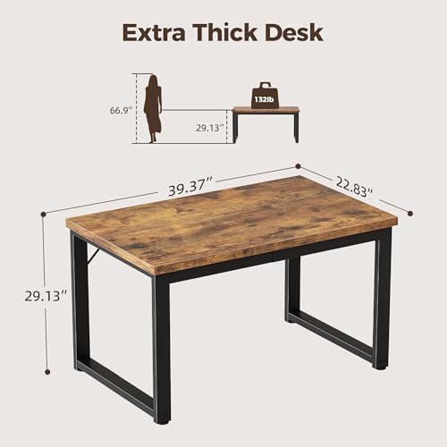 Mericonia 40 Inch Computer Desk, 1.2" Thick Small Office Table, Brown - color: Brown, size: 40",1.2"T