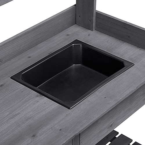 Yaheetech Potting Bench with Sink & Drawer, Outdoor Gardening Table, Gray - color: Gray