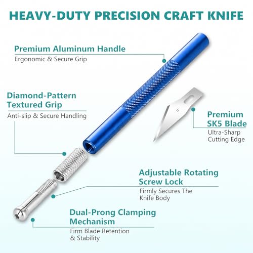 Precision hobby knife set, Craft Knife Blades Angles Steel Ruler - color: Black