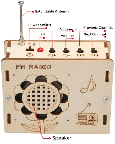 DIY FM Radio Kit and Solar Fan Kit, Electronic Science Project with PCB, Speaker, Case, Assembly Tools,Gifts for smart Kids