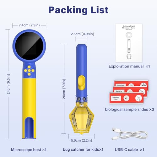 Microscope for Kids with Bug Catcher, 1080P HD Digital Handheld Portable Kids Microscope, 2 in 1 STEM Science Educational Learning Kit Christmas Birthday Gifts Toys for 3-15 Boys & Girls (Blue) - color: Bug Catcher & Microscope Kits Blue