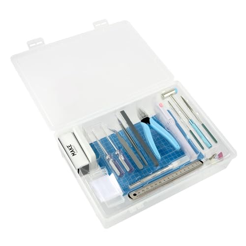 Make Market Advanced Miniature Tool Kit, 24-Piece Deluxe Assembly Set with Electric Rotary Tool, Black and Silver, 1-Pack