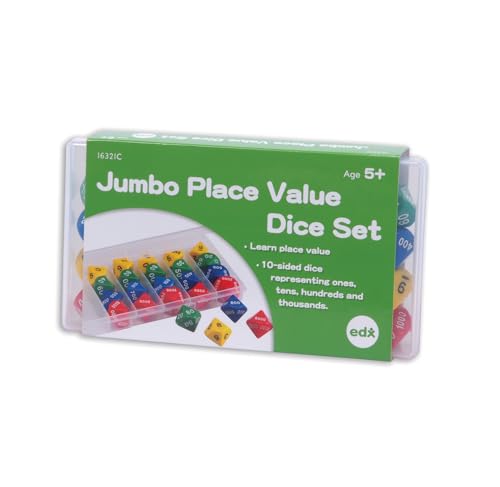 edxeducation Jumbo Place Value Dice, Classroom Set of 24, Multicolored