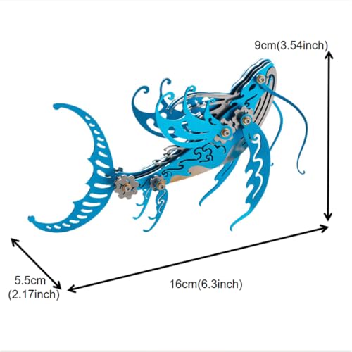 Whale 3D Metal Puzzle, Blue, 92 Pieces - color: Whale Blue