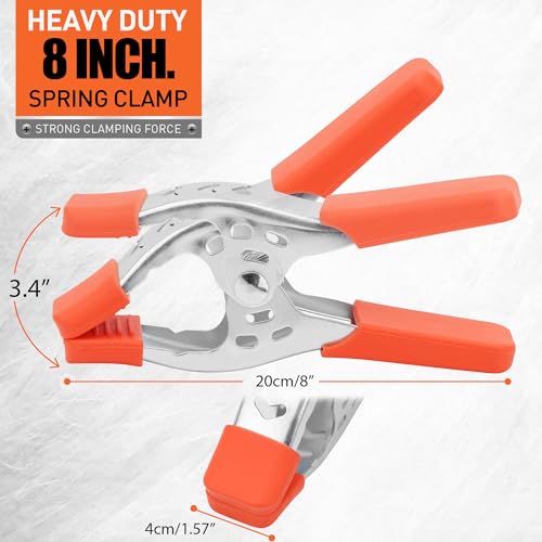 HORUSDY 4-Piece 8" inch Spring Clamp, Heavy Duty Spring Metal Spring Clamps, 3.4"-inch Jaw opening - color: Orange, size: 8 inch 4-Piece
