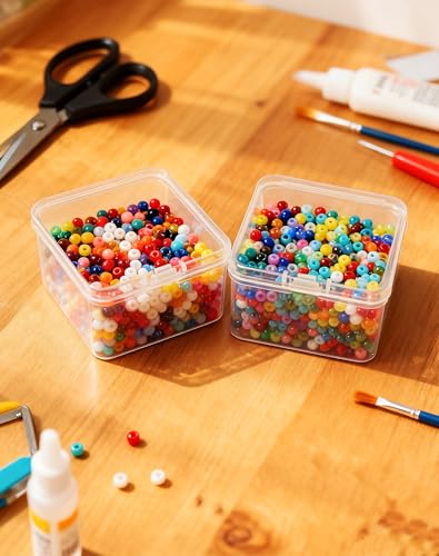 LJY 60 Clear Square Plastic Boxes, 2.5 x 2.5 x 1.4 in for Coins - size: Single Size (2.5 x 2.5 x 1.4 inch)