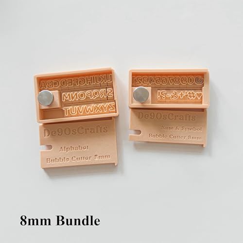 De90sCrafts Bubble Letter Fondant Cutter Set: Alphabet, Number, Symbol Embosser (Bundle 8mm) - color: Bundle 8mm
