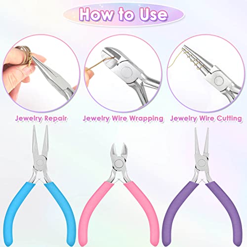 Pliers for Jewelry Making, Shynek Jewelry Pliers Set Includes Needle Nose Pliers, Round Nose Plier and Wire Cutters, Jewelry Making Tools for Jewelry Repair, Wire Wrapping, Beading and Crafts - style: Frosted Non-Slip Handle