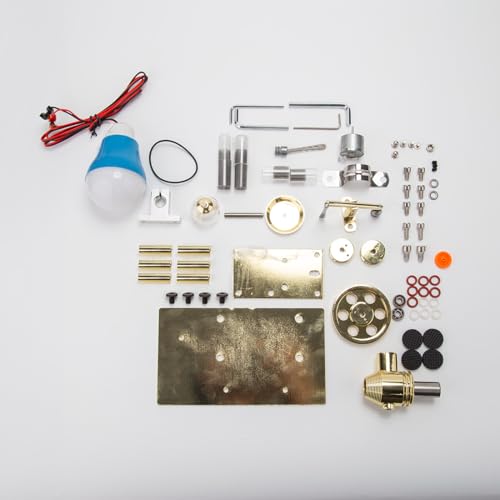 LOCHE Stirling Engine Model, Generator Heat Engine Metal Balance Hot Air Stirling Engine, Steam Engine Model Physics Science Engine Toy Set(NO. BSE-01)