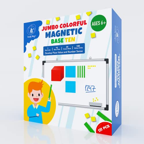 Simply magic 131 PCS Jumbo Magnetic Base Ten Blocks for Math - Place Value