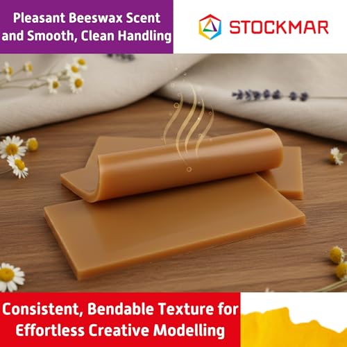 Stockmar Modelling Beeswax Sheets – 3 Sheets of Natural Color for Creative Sculpting, Handwork, Artistic Designs, and Shaping – Malleable Beeswax Arts and Crafts Supplies for Artists - size: 3 Sheets (Natural Colors)
