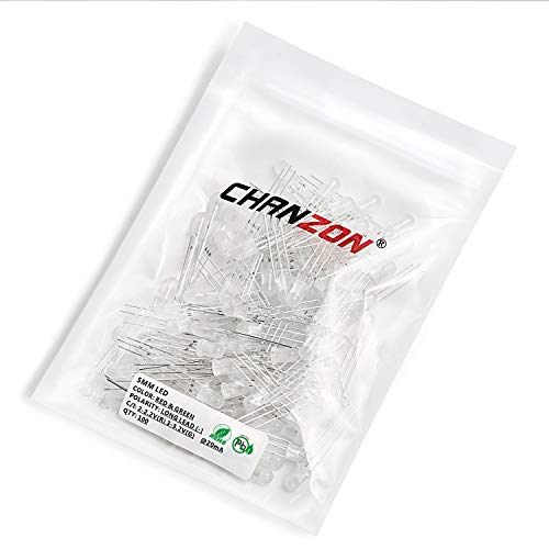 CHANZON 100 pcs 5mm Red & Green Diffused LED Diode Lights Common Cathode - color: B) Red & Green (Cc) (100pcs)