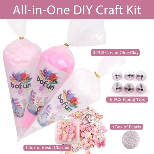 BoFUN Whipped Cream Glue Decoden Cream for DIY Crafts, Phone Case, Jewelry - color: Pink/ Resin
