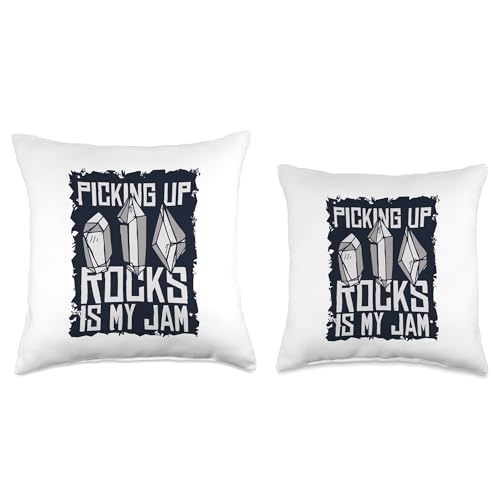 Best Rocks And Minerals Kit Guide Collection Gifts Picking Up Rocks is My Jam Geologist Mineral Collector Throw Pillow, 16x16, Multicolor - size: 16x16