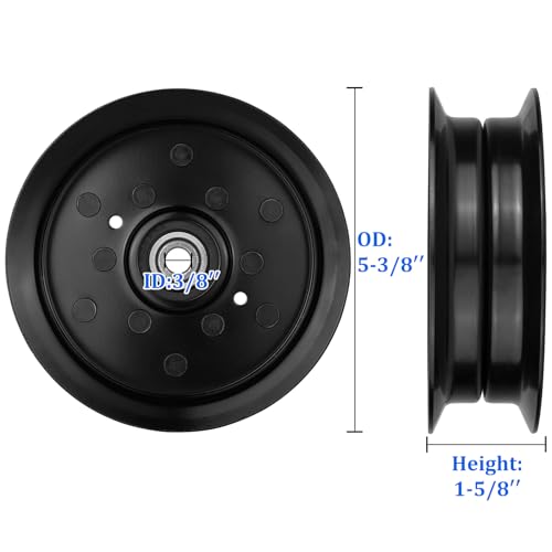 UP2WIN Flat Idler Pulley Bearing Compatible with Craftsman Husq A riens Sears Pou LAN Riding Lawn Mower Tractor with 42" 46" 48" 54” Deck, Replace 197379, 196106, 2 Pack - size: 197379_2pc