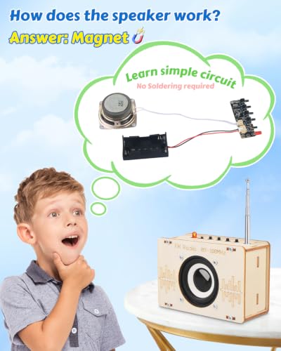 Poraxy Science Kits for Kids Age 8-12 12-14, STEM Kits 8-10, Build Your Own FM Radio Kit, Electronic DIY Experiment Engineering Building Project, Toys Gifts for Teen Boys Girls 9 11 13 15 16+