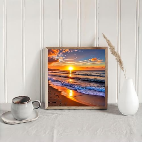 BSNRCH Beach Sunset Diamond Art Kits for Adults, Beach Diamond Painting Kits for Beginners, DIY 5D Full Drill Crystal Sunset Diamond Dots Gem Art Craft Home Decor 12 x 12 Inch - color: Sunset beach