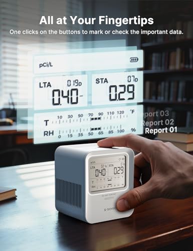 X-Sense Radon Detector for Home, Audible & Visual Alerts, XR0B-SR